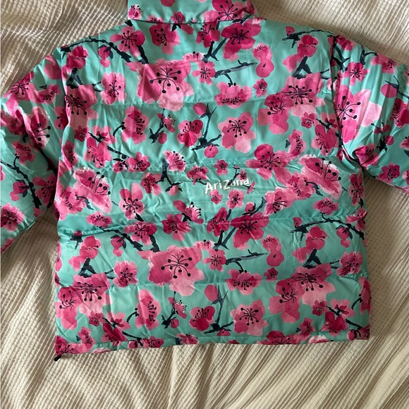 Arizona Green Tea floral Puffer Jacket / Coat - Picture 12 of 13